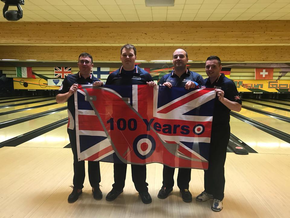 Tenpin Bowling Team with Flag